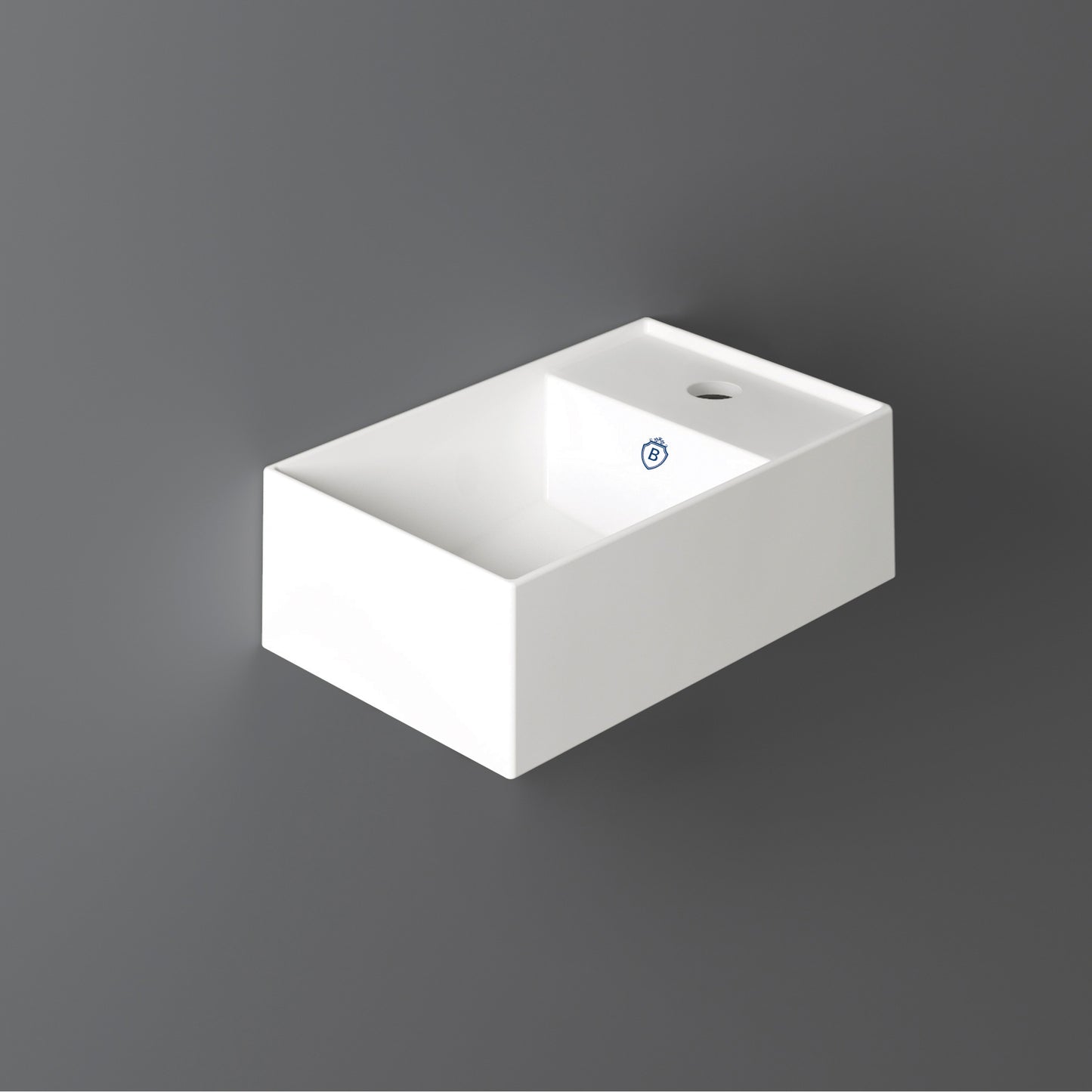 Britannia Collection 15 3/4" Rectangular Basin with Right Single Hole Drill, Wall mount, White, B-AG40