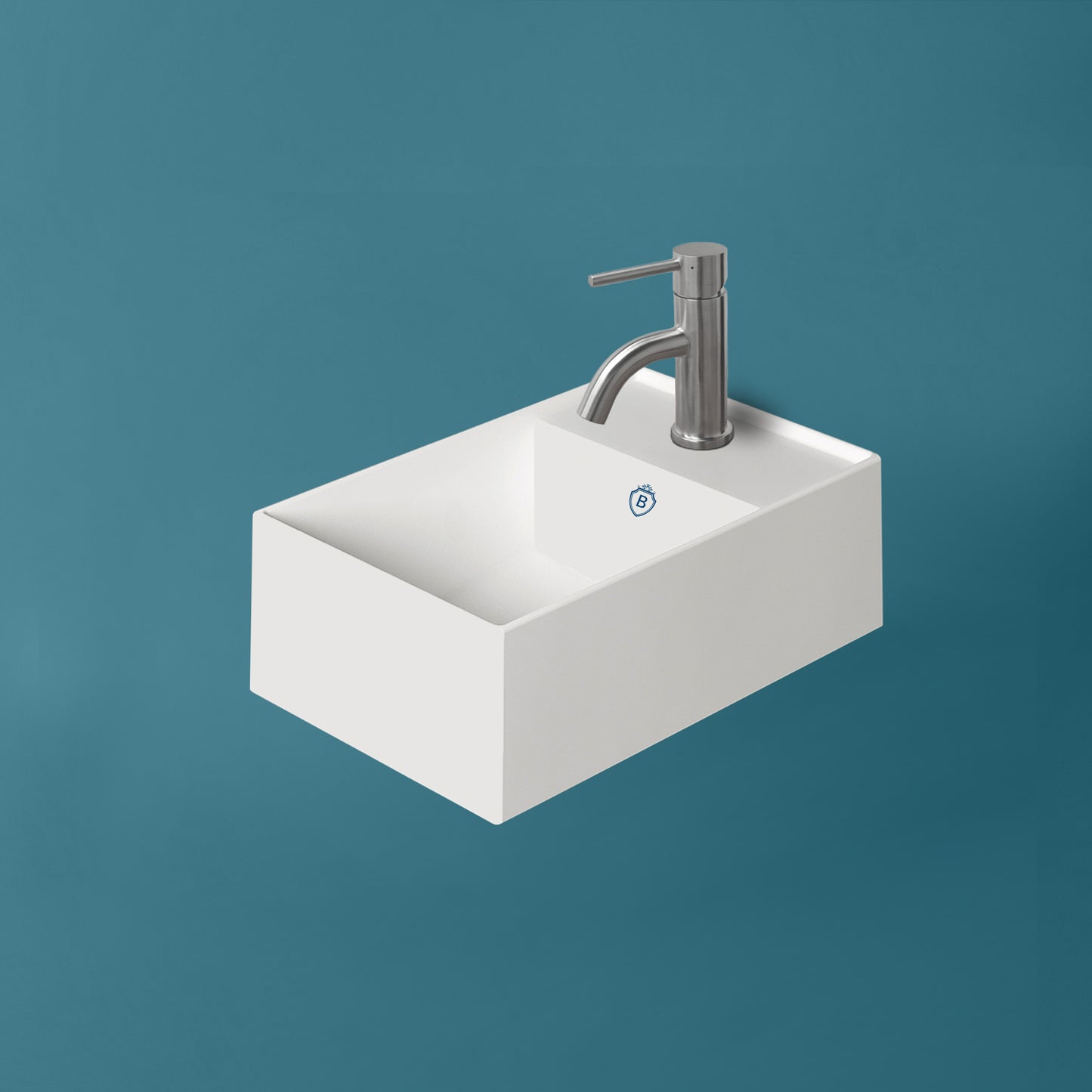 Britannia Collection 15 3/4" Rectangular Basin with Right Single Hole Drill, Wall mount, White, B-AG40