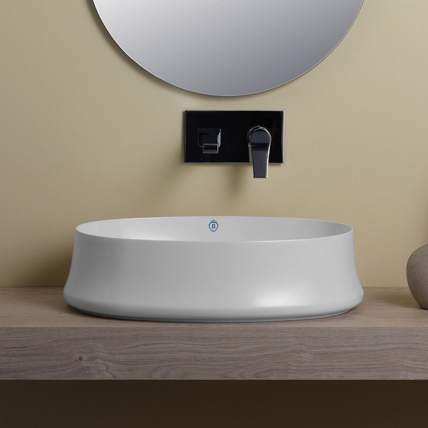 Whitehaus Collection Britannia 23 5/8" Vitreous China Oval Bathroom Basin, Above Mount, White, B-SH04