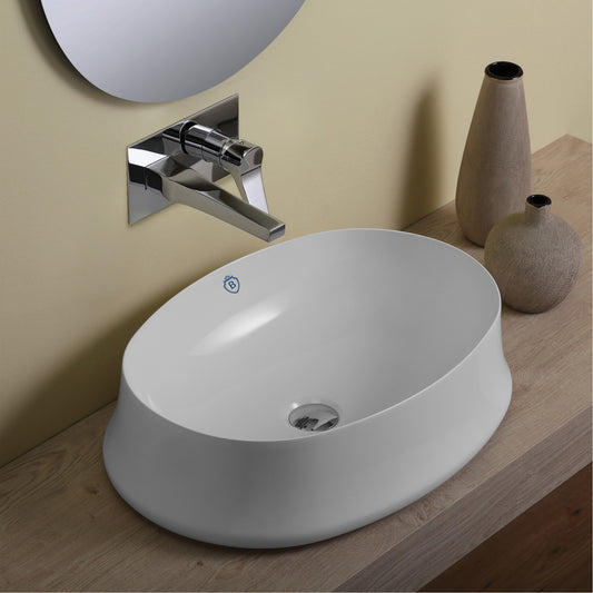 Whitehaus Collection Britannia 23 5/8" Vitreous China Oval Bathroom Basin, Above Mount, White, B-SH04