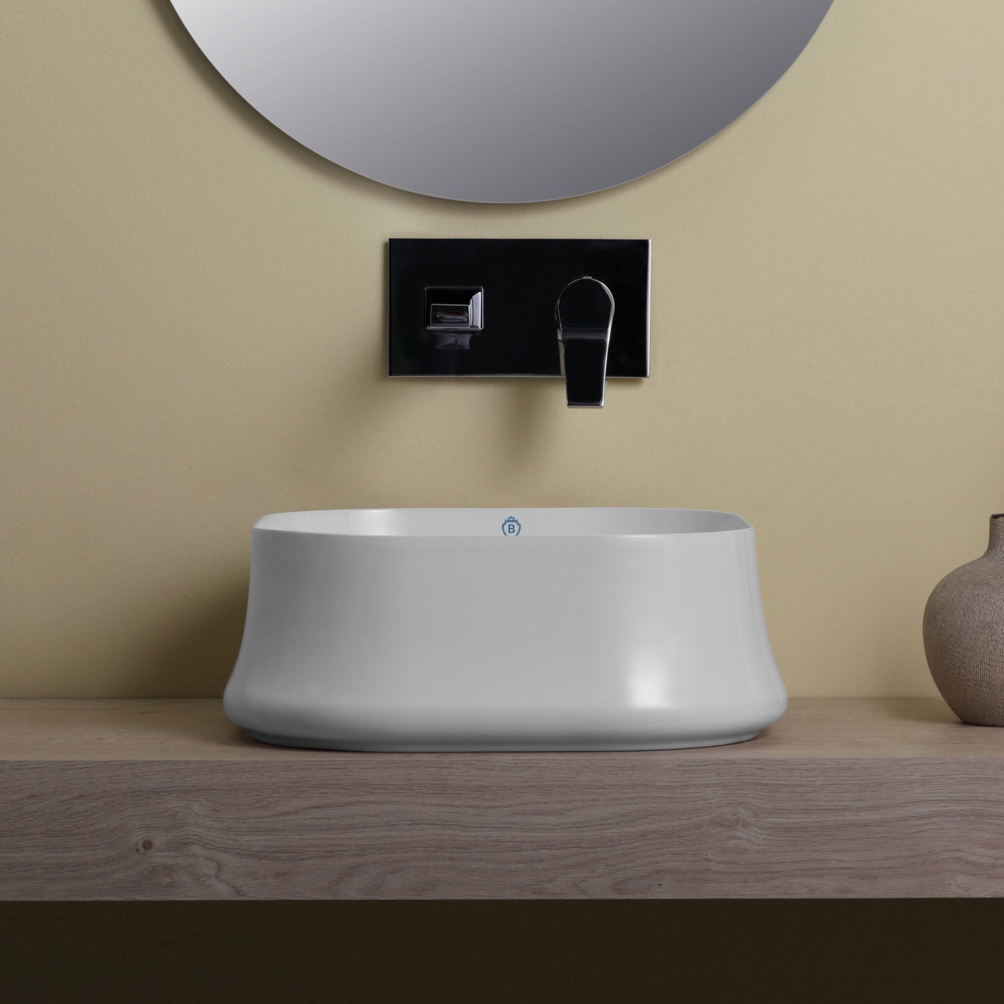 Whitehaus Collection Britannia 16 5/8" Vitreous China Square Bathroom Basin, Above Mount, White, B-SH06