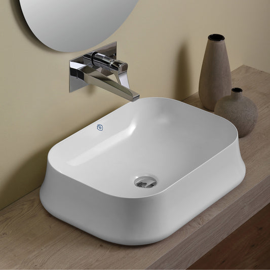 Whitehaus Collection Britannia 24" Vitreous China Rectangular Bathroom Basin, Above Mount, White, B-SH08