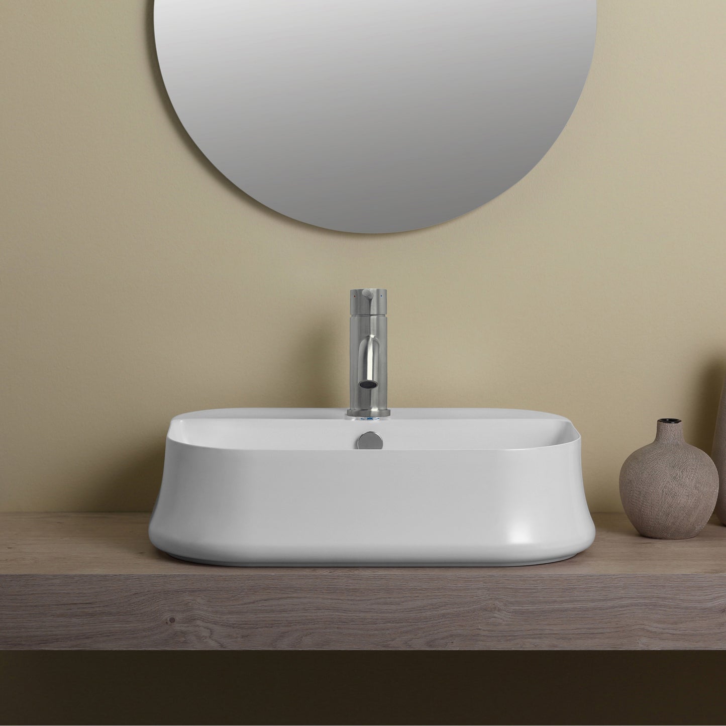 Whitehaus Collection Britannia 24" Vitreous China Rectangular Bathroom Basin, Above Mount, White, B-SH09