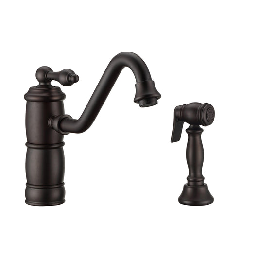 Vintage III Plus Single Lever Faucet with Traditional Swivel Spout and Solid Brass Side Spray, Oil Rubbed Bronze, WHKTSL3-2200-NT-ORB