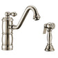 Vintage III Plus Single Lever Faucet with Traditional Swivel Spout and Solid Brass Side Spray, Polished Nickel, WHKTSL3-2200-NT-PN