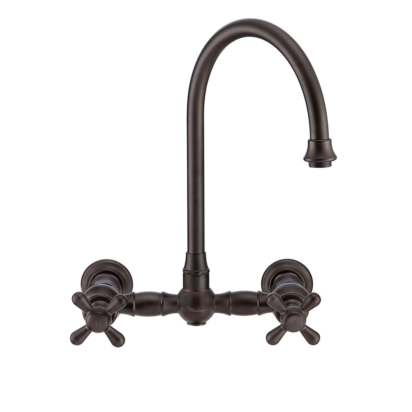 Vintage III Plus Wall Mount Faucet with a Long Gooseneck Swivel Spout, Cross Handles and Solid Brass Side Spray, Oil Rubbed Bronze, WHKWCR3-9301-NT-ORB