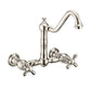 Vintage III Plus Wall Mount Faucet with a Long Traditional Swivel Spout, Cross Handles and Solid Brass Side Spray, Polished Nickel, WHKWCR3-9402-NT-PN