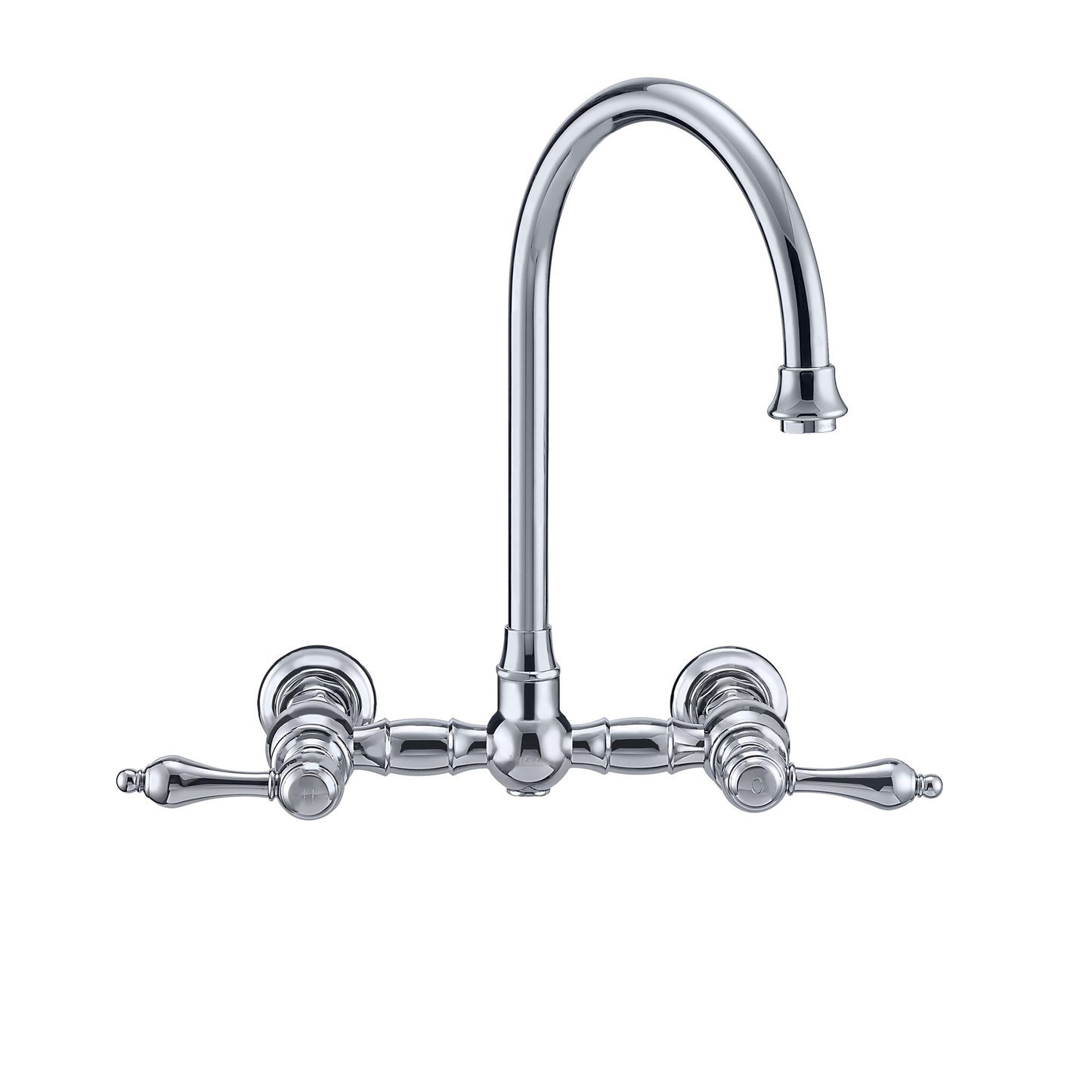 Vintage III Plus Wall Mount Faucet with a Long Gooseneck Swivel Spout, Lever Handles and Solid Brass Side Spray, Polished Chrome, WHKWLV3-9301-NT-C