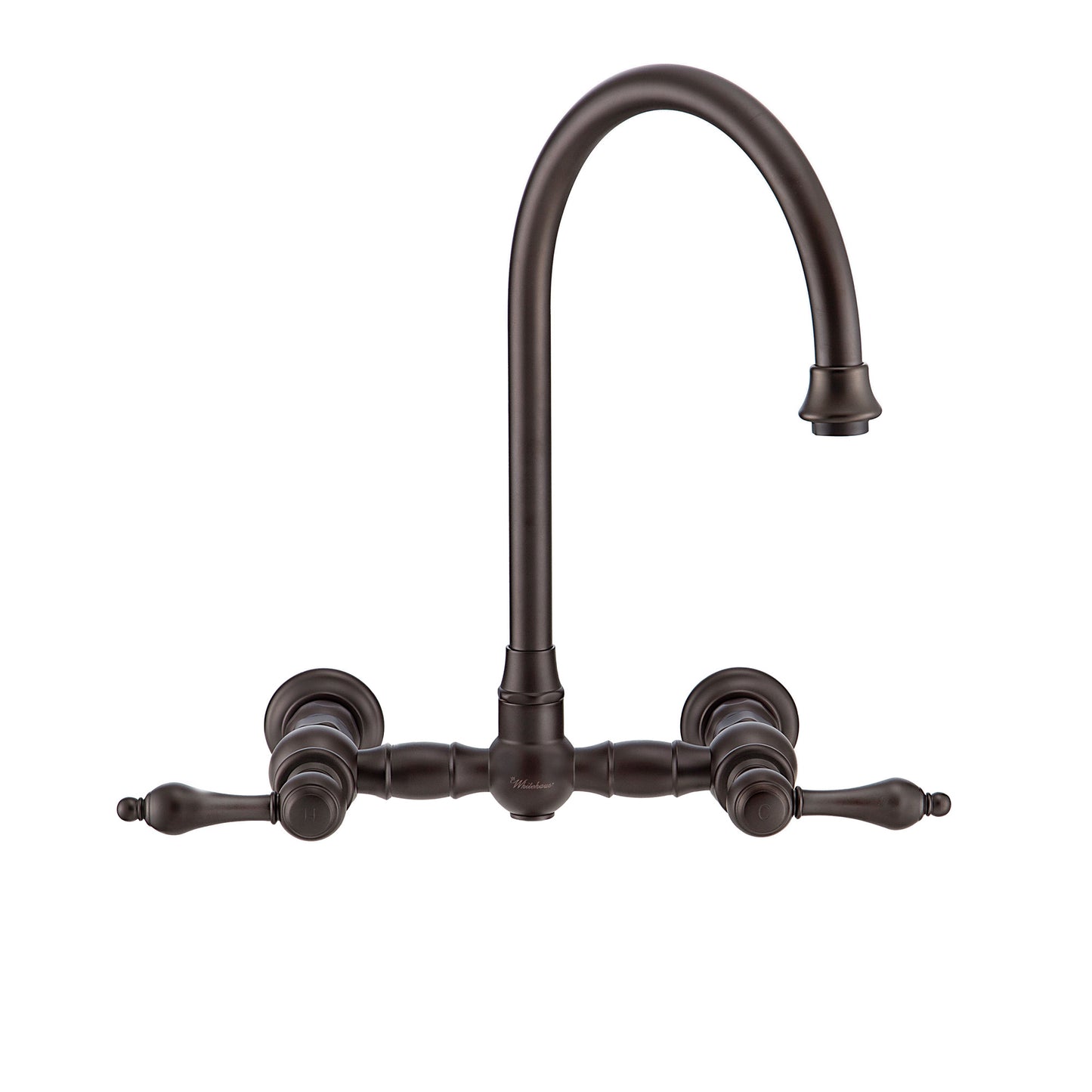 Vintage III Plus Wall Mount Faucet with a Long Gooseneck Swivel Spout, Lever Handles and Solid Brass Side Spray, Oil Rubbed Bronze, WHKWLV3-9301-NT-ORB