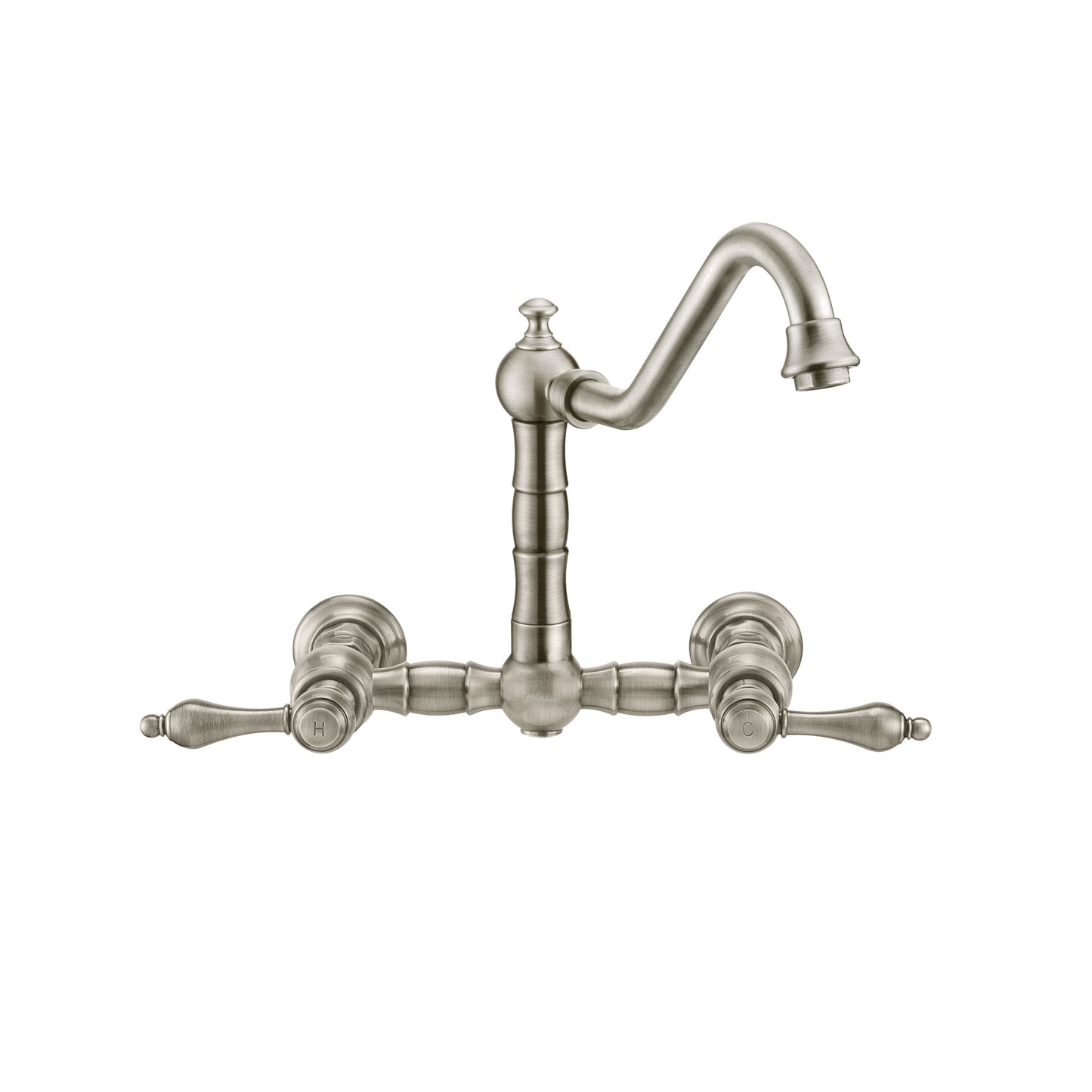 Vintage III Plus Wall Mount Faucet with a Long Traditional Swivel Spout, Lever Handles and Solid Brass Side Spray, Brushed Nickel, WHKWLV3-9402-NT-BN