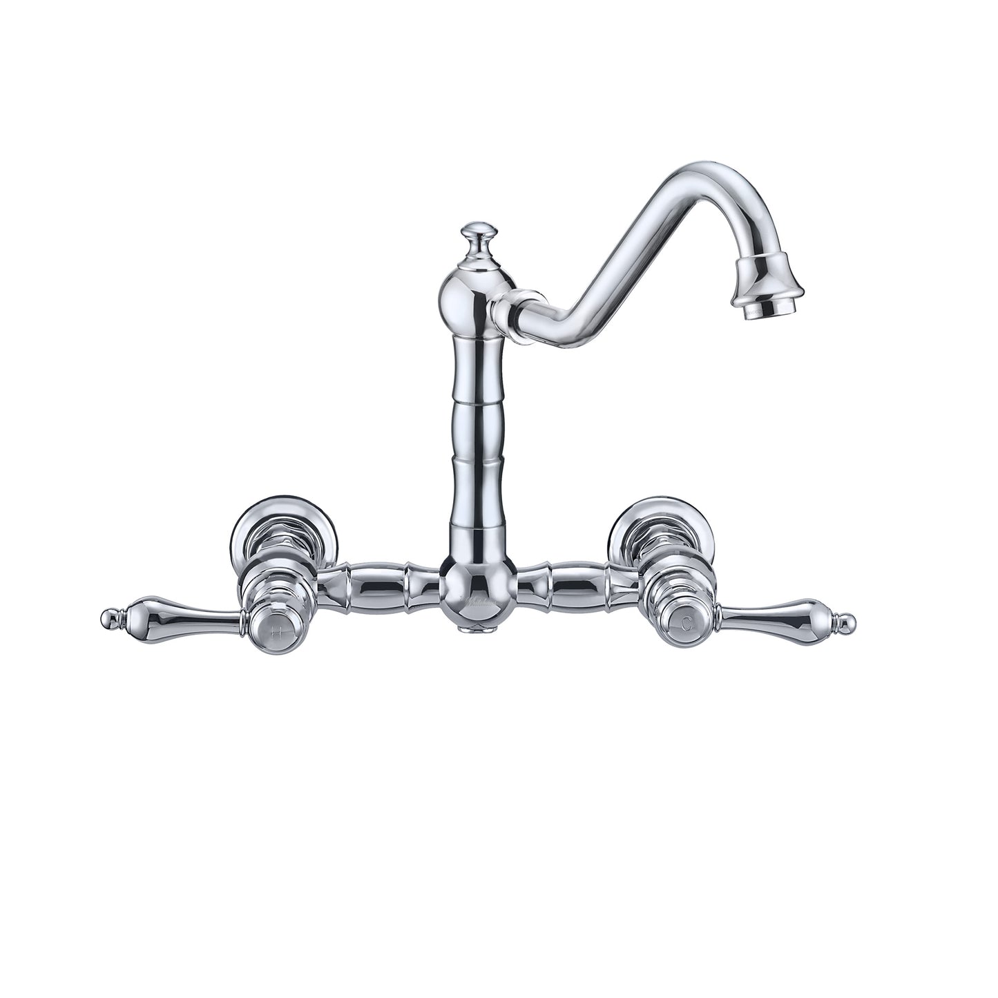 Vintage III Plus Wall Mount Faucet with a Long Traditional Swivel Spout, Lever Handles and Solid Brass Side Spray, Polished Chrome, WHKWLV3-9402-NT-C