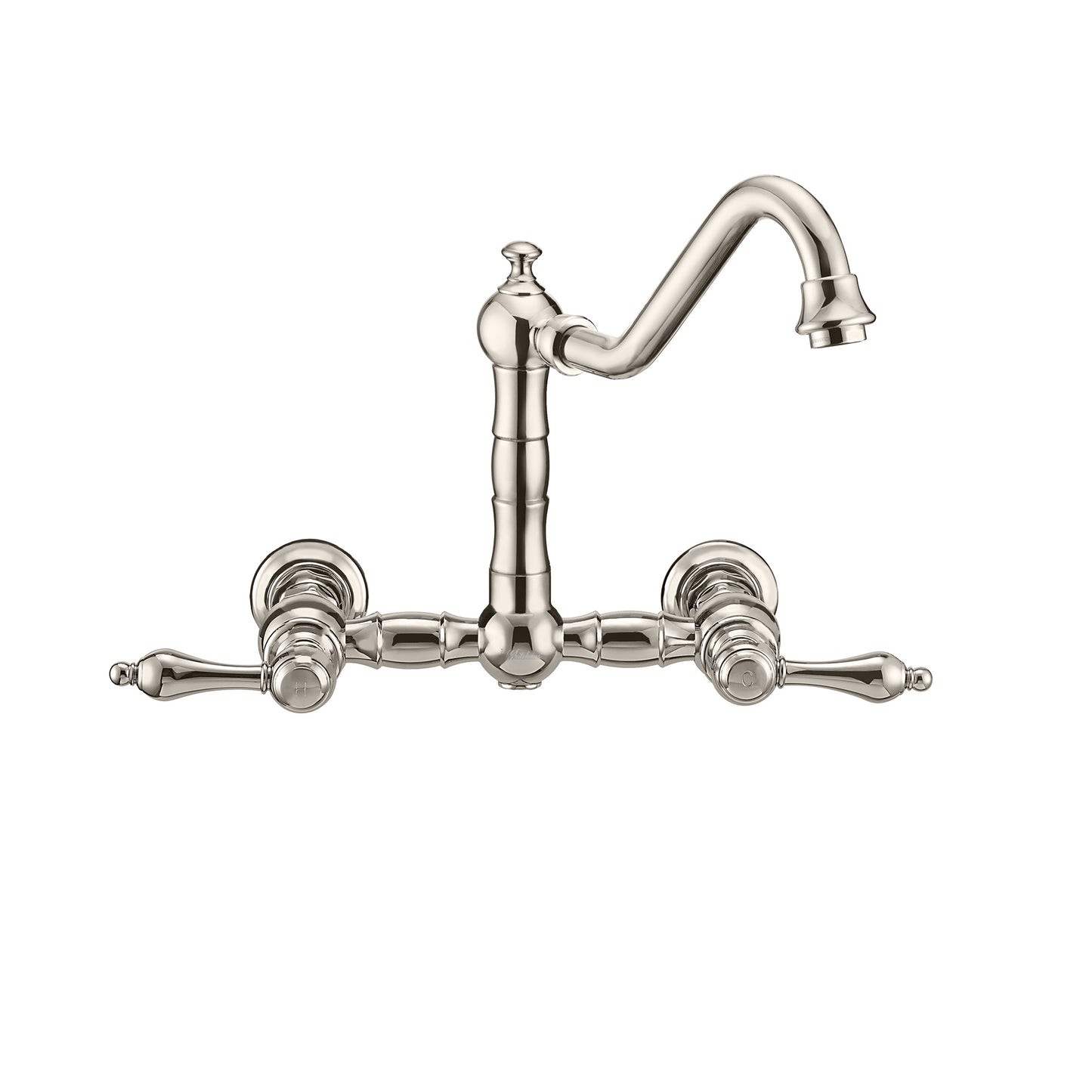 Vintage III Plus Wall Mount Faucet with a Long Traditional Swivel Spout, Lever Handles and Solid Brass Side Spray, Polished Nickel, WHKWLV3-9402-NT-PN