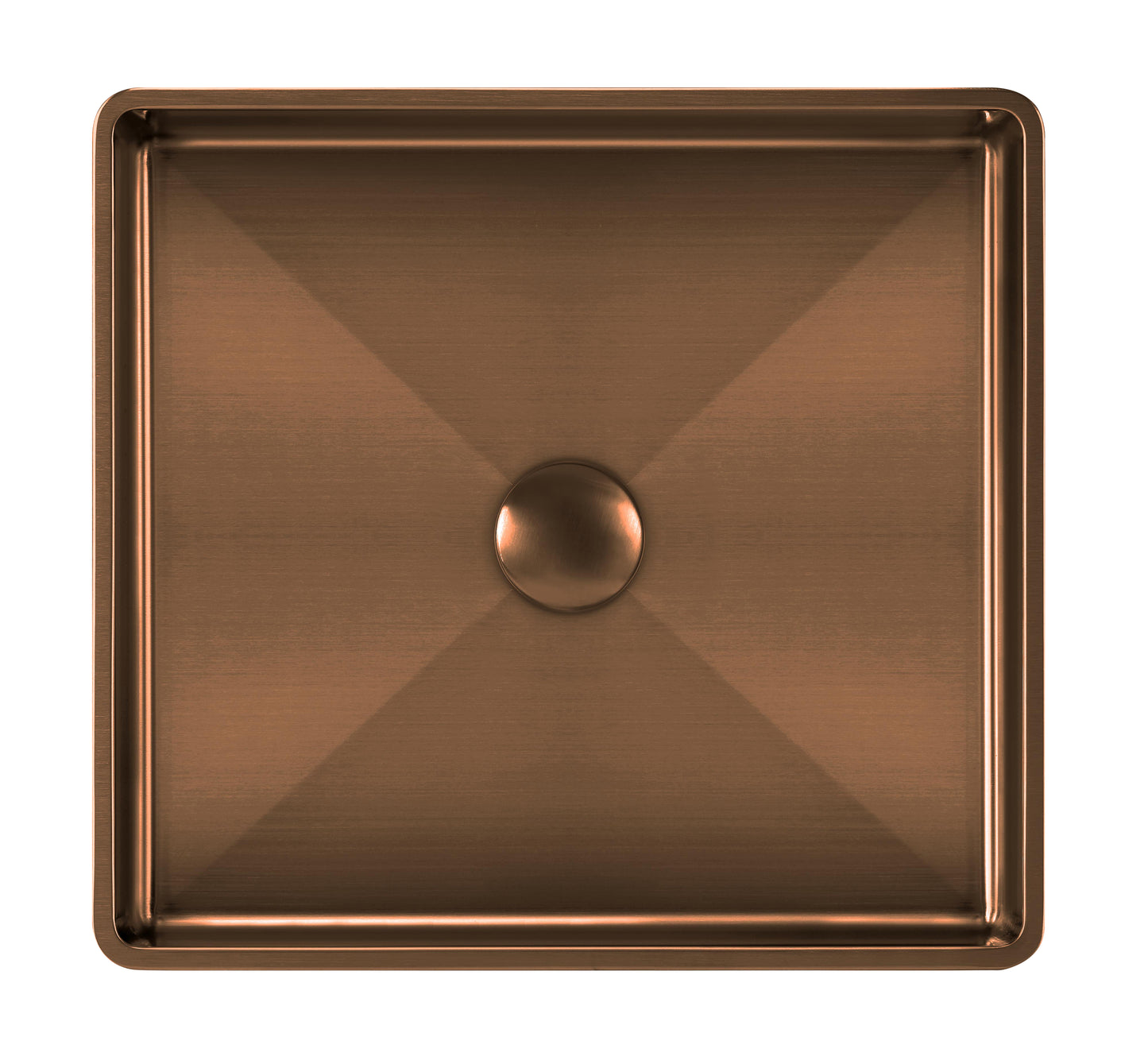 Whitehaus Collection Noah Plus 15-3/4" Stainless Steel Squared Basin Set with Center Drain, Semi-Recessed, Copper, WHNPL1577-CO