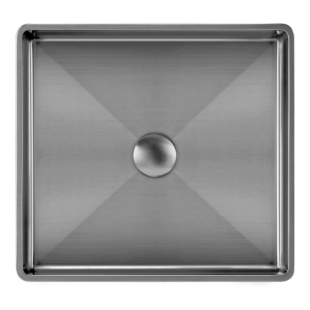 Whitehaus Collection Noah Plus 15-3/4" Stainless Steel Squared Basin Set with Center Drain, Semi-Recessed, Gunmetal, WHNPL1577-GM