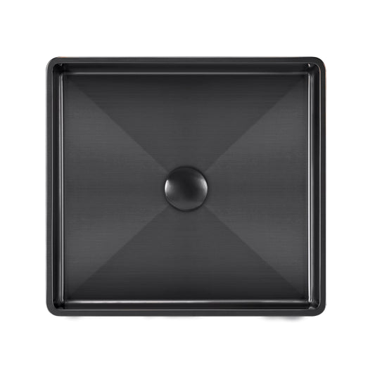 Whitehaus Collection Noah Plus 15-3/4" Stainless Steel Squared Basin Set with Center Drain, Semi-Recessed, Matte Black, WHNPL1577-MBLK