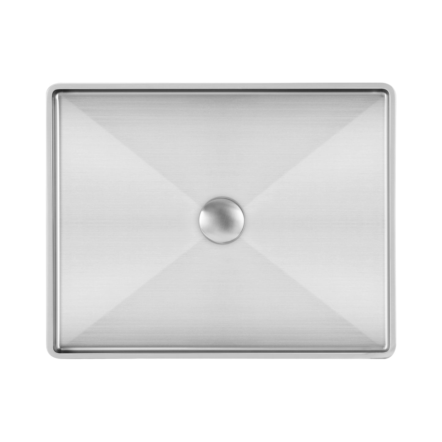 Whitehaus Collection Noah Plus 20-1/2" Rectangular Basin Set with Center Drain, Above Mount, Brushed Stainless Steel, WHNPL1578-BSS