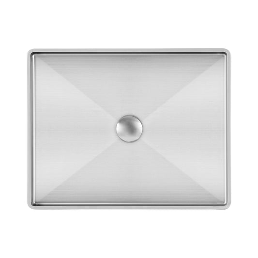 Whitehaus Collection Noah Plus 20-1/2" Rectangular Basin Set with Center Drain, Above Mount, Brushed Stainless Steel, WHNPL1578-BSS