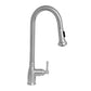 Waterhaus Lead Free Solid Stainless Steel Single-Hole Faucet with Gooseneck Swivel Spout, Pull Down Spray Head and Solid Lever Handle, Brushed Stainless Steel, WHS6800-PDK-BSS