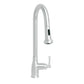 Waterhaus Lead Free Solid Stainless Steel Single-Hole Faucet with Gooseneck Swivel Spout, Pull Down Spray Head and Solid Lever Handle, Polished Stainless Steel, WHS6800-PDK-PSS