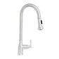 Waterhaus Lead Free Solid Stainless Steel Single-Hole Faucet with Gooseneck Swivel Spout, Pull Down Spray Head and Solid Lever Handle, Polished Stainless Steel, WHS6800-PDK-PSS