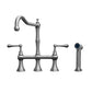 Waterhaus Lead-Free Solid Stainless Steel Bridge Faucet with a Traditional Spout, Lever Handles and Side Spray, Brushed Stainless Steel, WHSB14007-SK-BSS