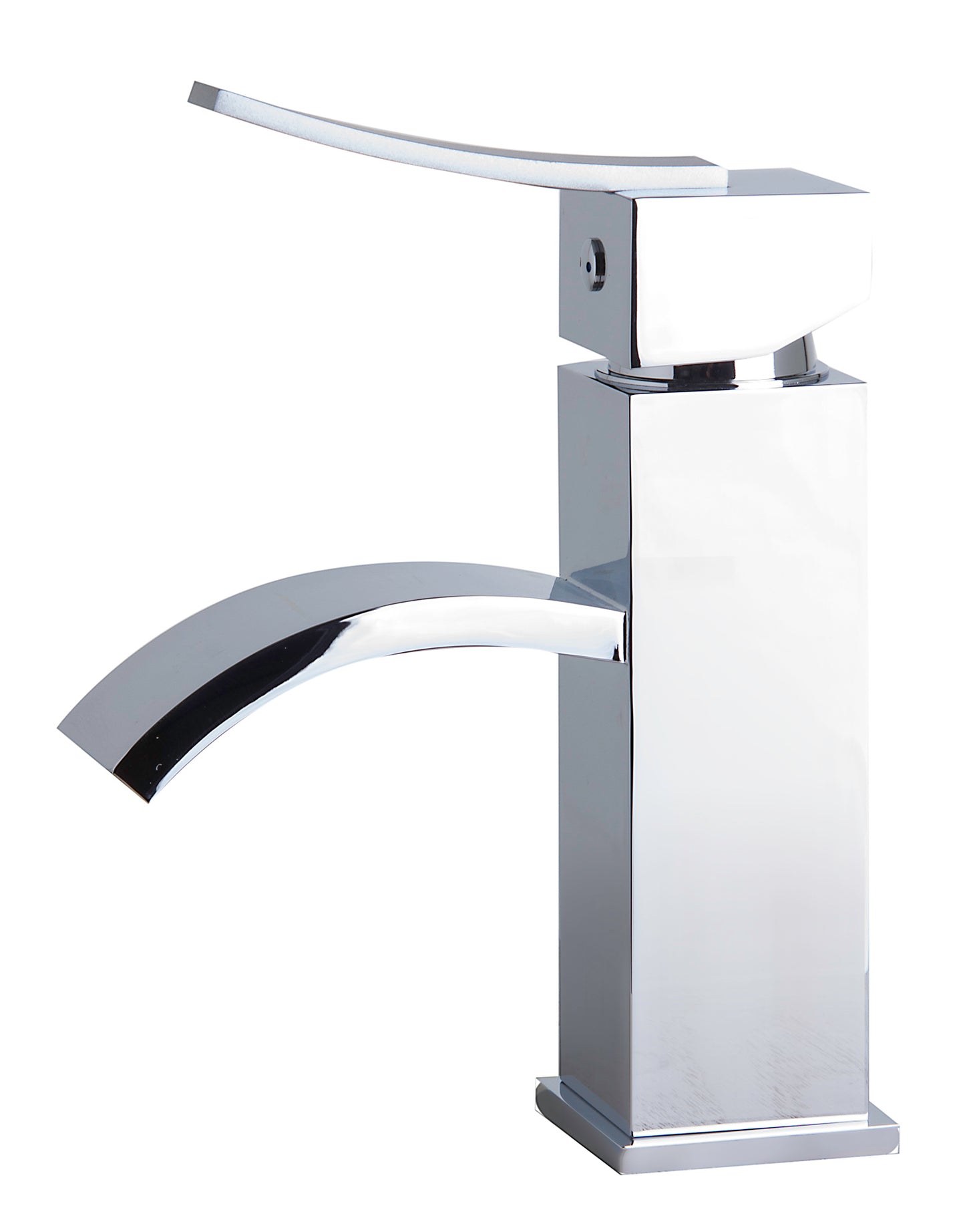 Polished Chrome Square Body Curved Spout Single Lever Bathroom Faucet, Polished Chrome, AB1258-PC