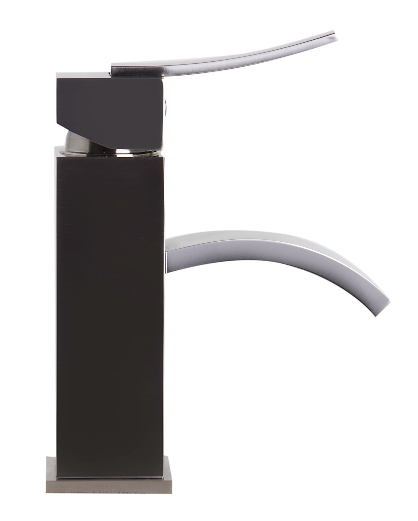 Brushed Nickel Square Body Curved Spout Single Lever Bathroom Faucet, Brushed Nickel, AB1258-BN