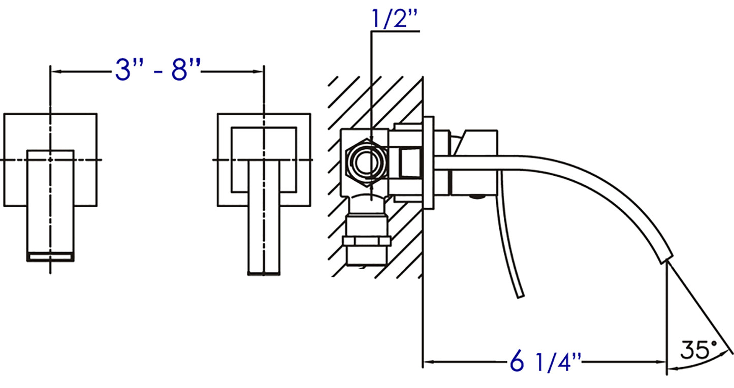 Brushed Nickel Single Lever Wallmount Bathroom Faucet, Brushed Nickel, AB1256-BN