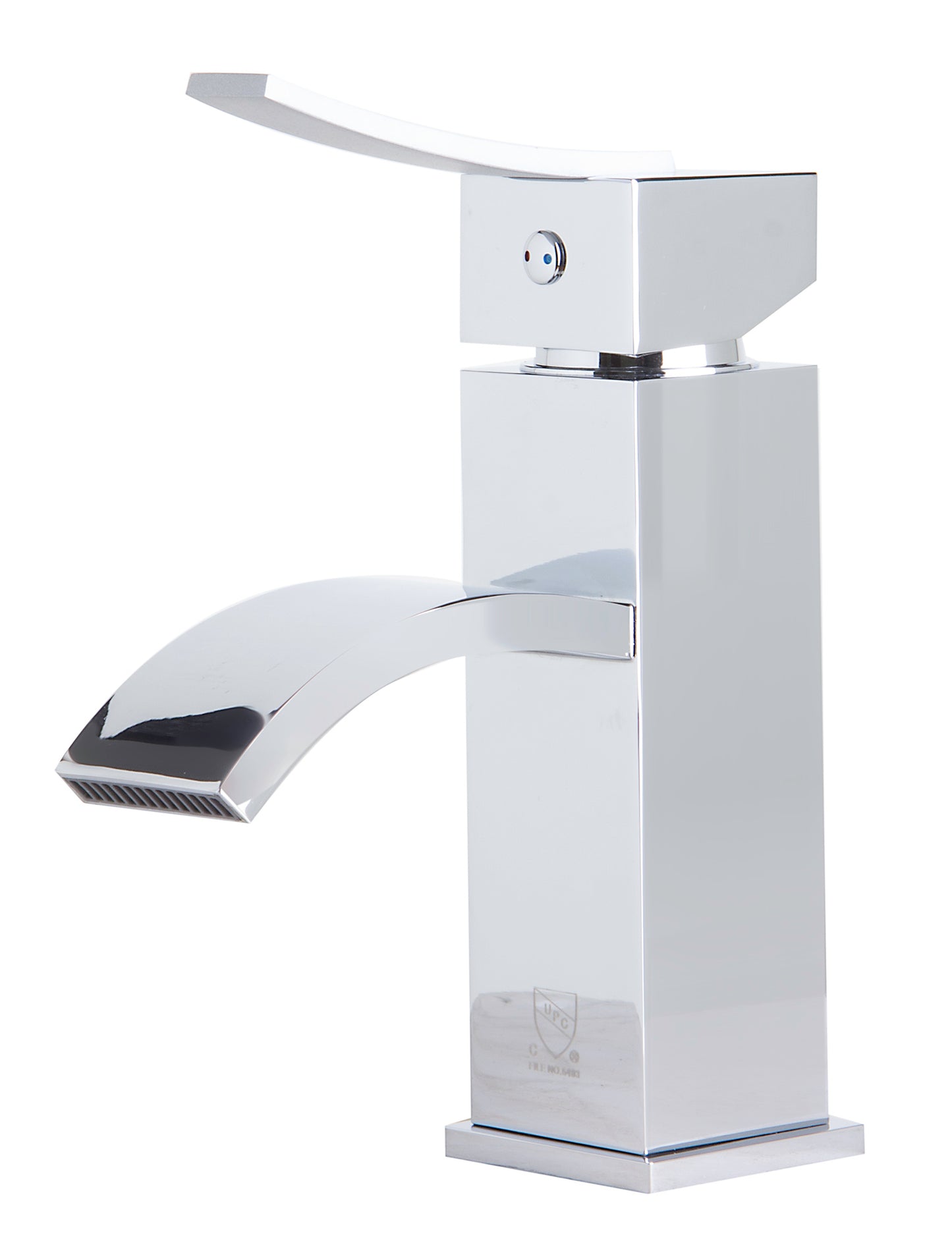 Polished Chrome Square Body Curved Spout Single Lever Bathroom Faucet, Polished Chrome, AB1258-PC