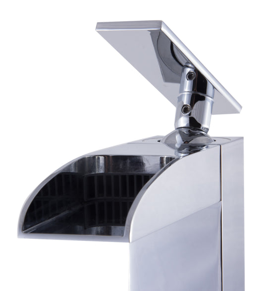 Polished Chrome Single Hole Tall Waterfall Bathroom Faucet, Polished Chrome, AB1597-PC