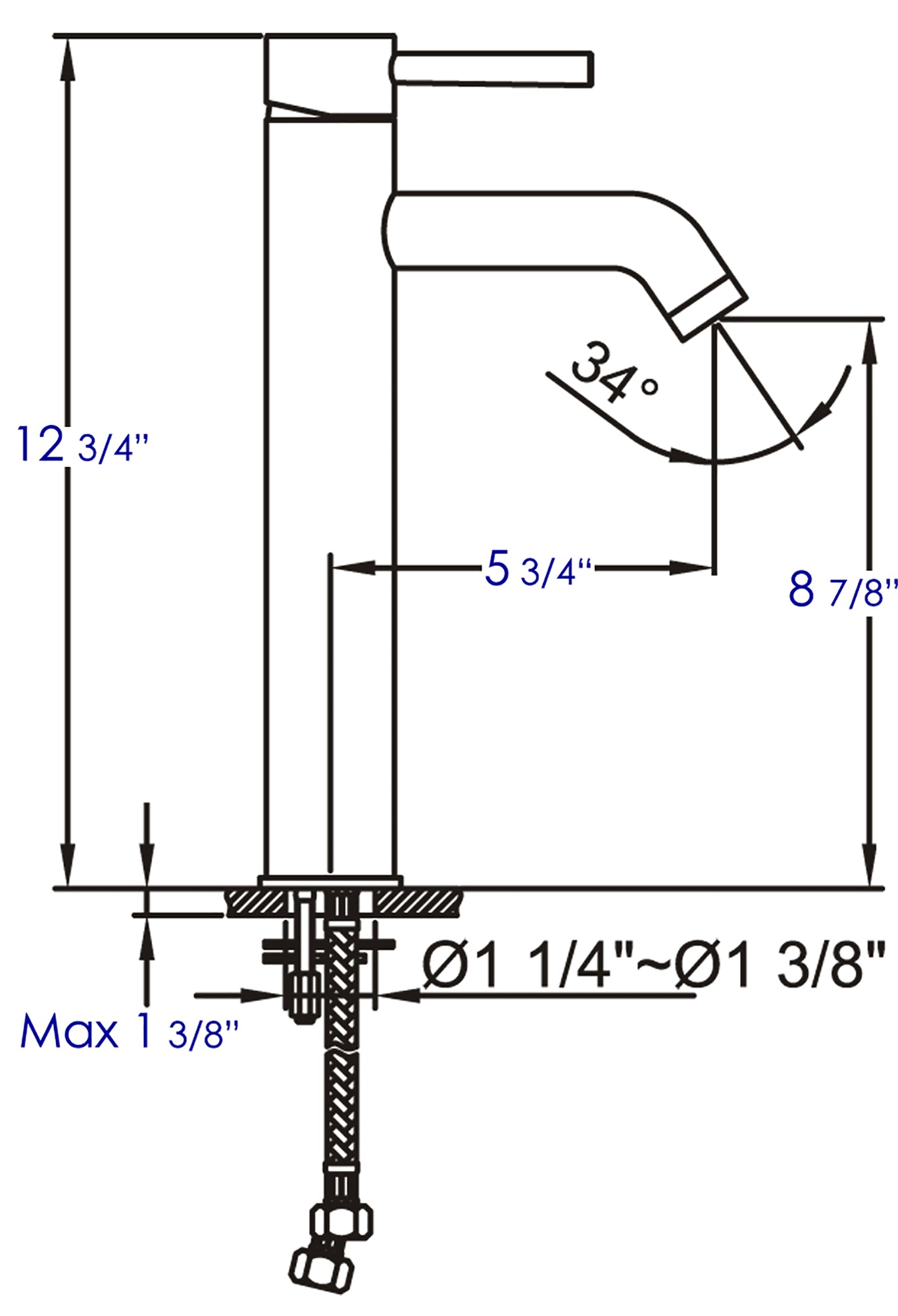 Tall Brushed Nickel Single Lever Bathroom Faucet, Brushed Nickel, AB1023-BN