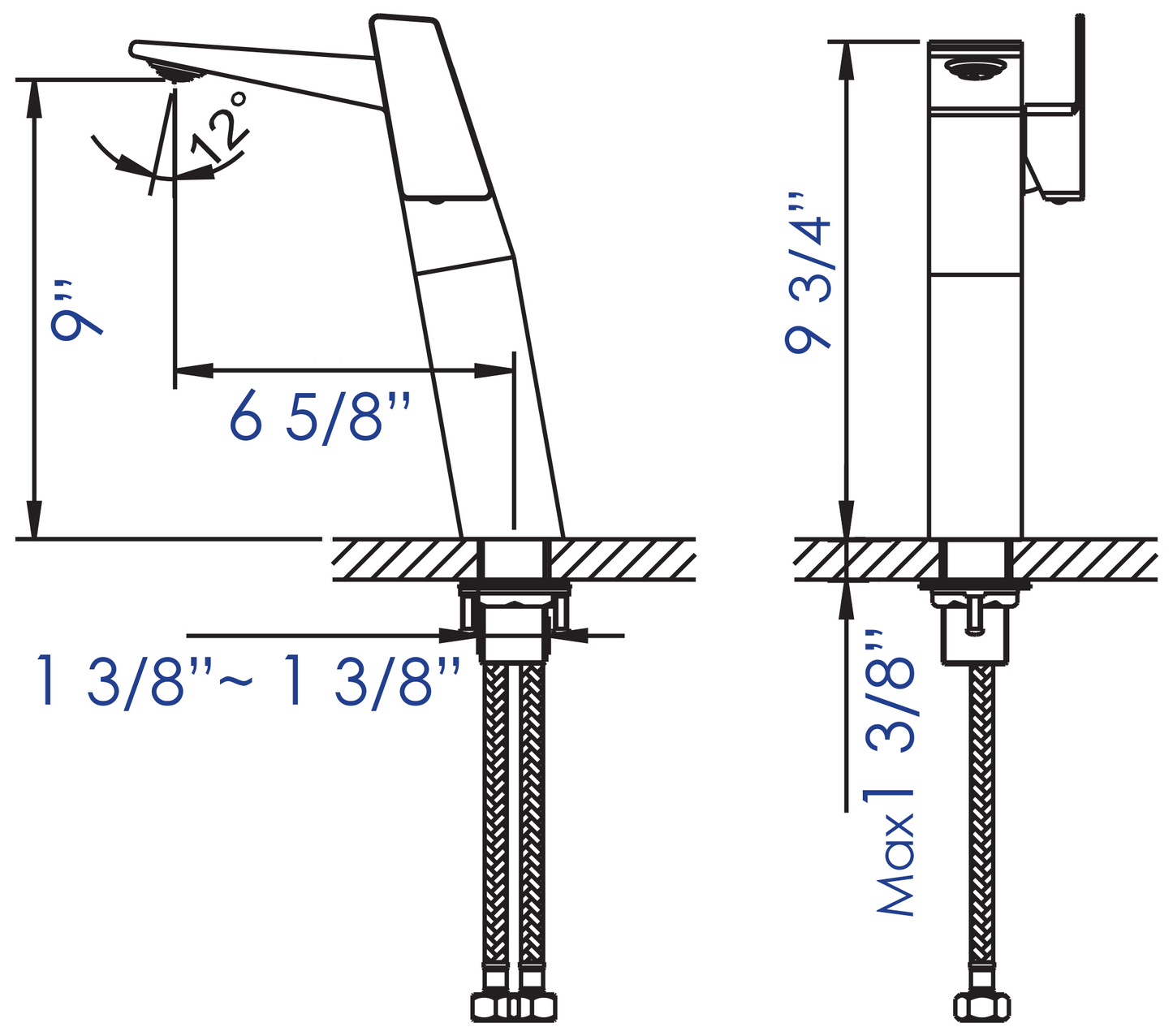 Polished Chrome Single Hole Tall Bathroom Faucet, Polished Chrome, AB1475-PC