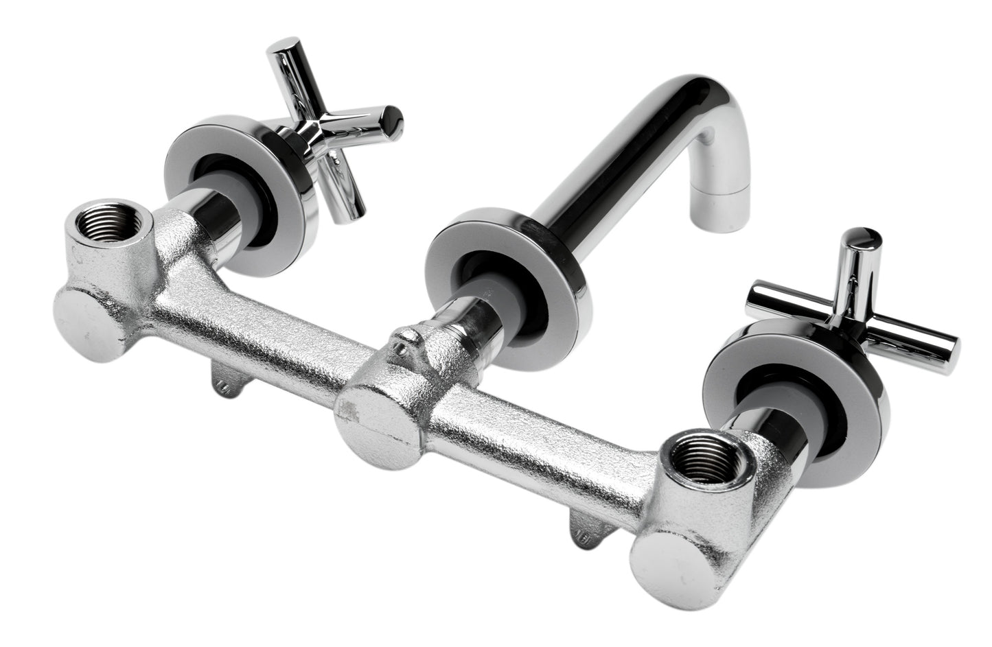 Polished Chrome 8" Widespread Wall-Mounted Cross Handle Faucet, Polished Chrome, AB1035-PC