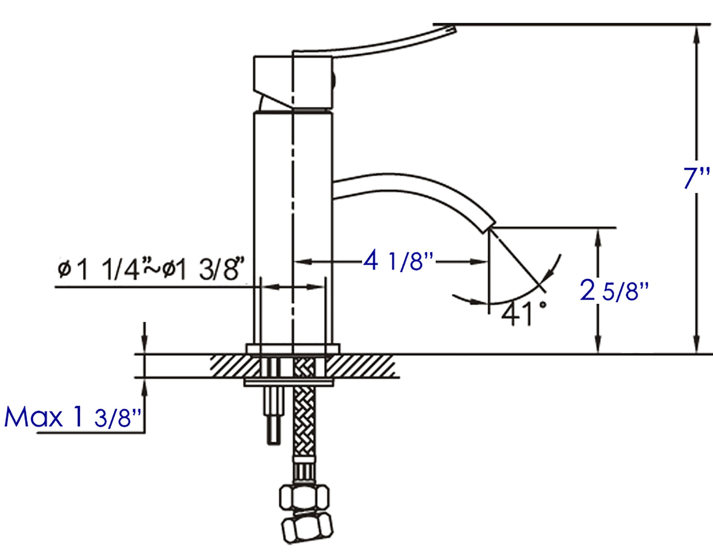 Brushed Nickel Square Body Curved Spout Single Lever Bathroom Faucet, Brushed Nickel, AB1258-BN