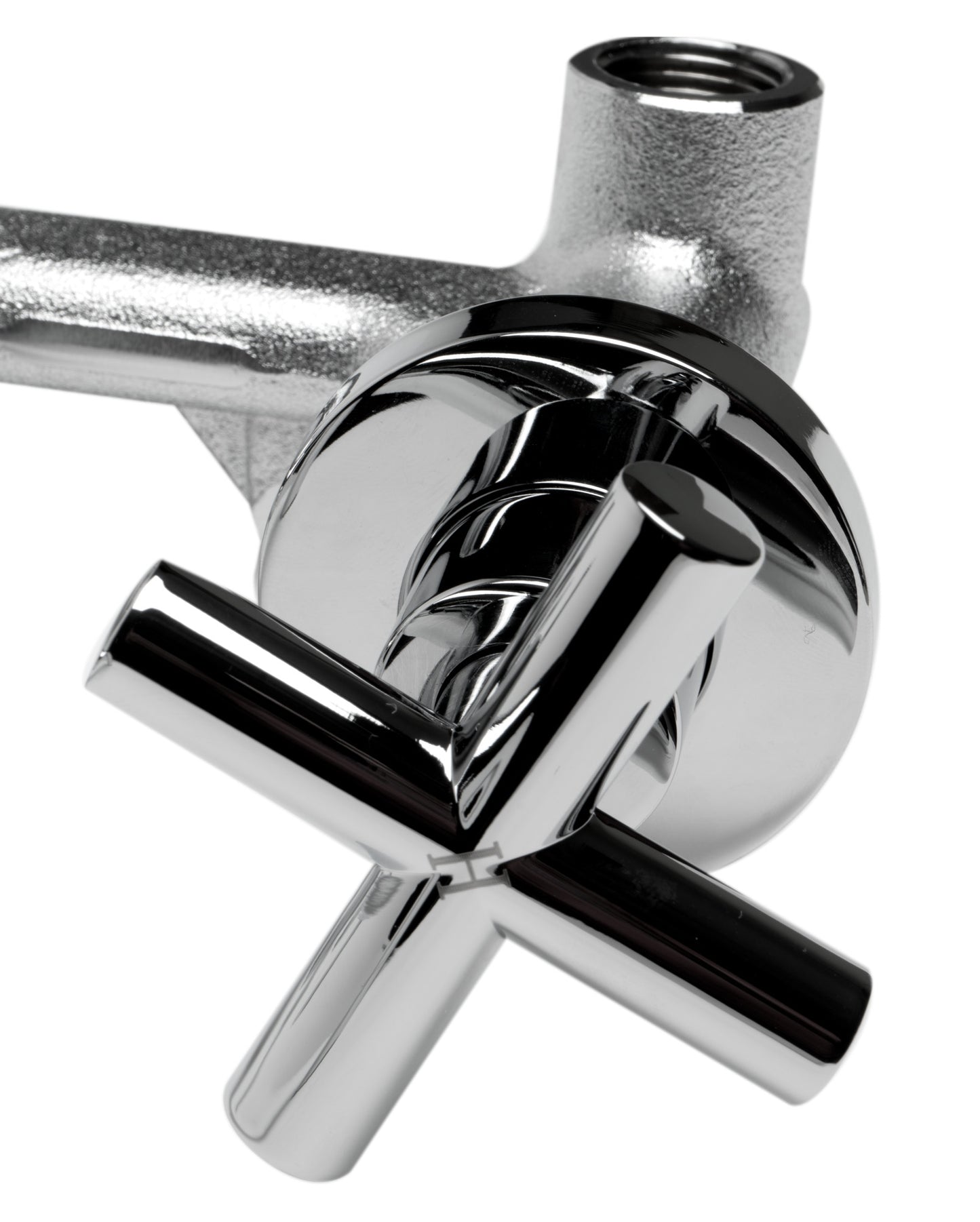 Polished Chrome 8" Widespread Wall-Mounted Cross Handle Faucet, Polished Chrome, AB1035-PC