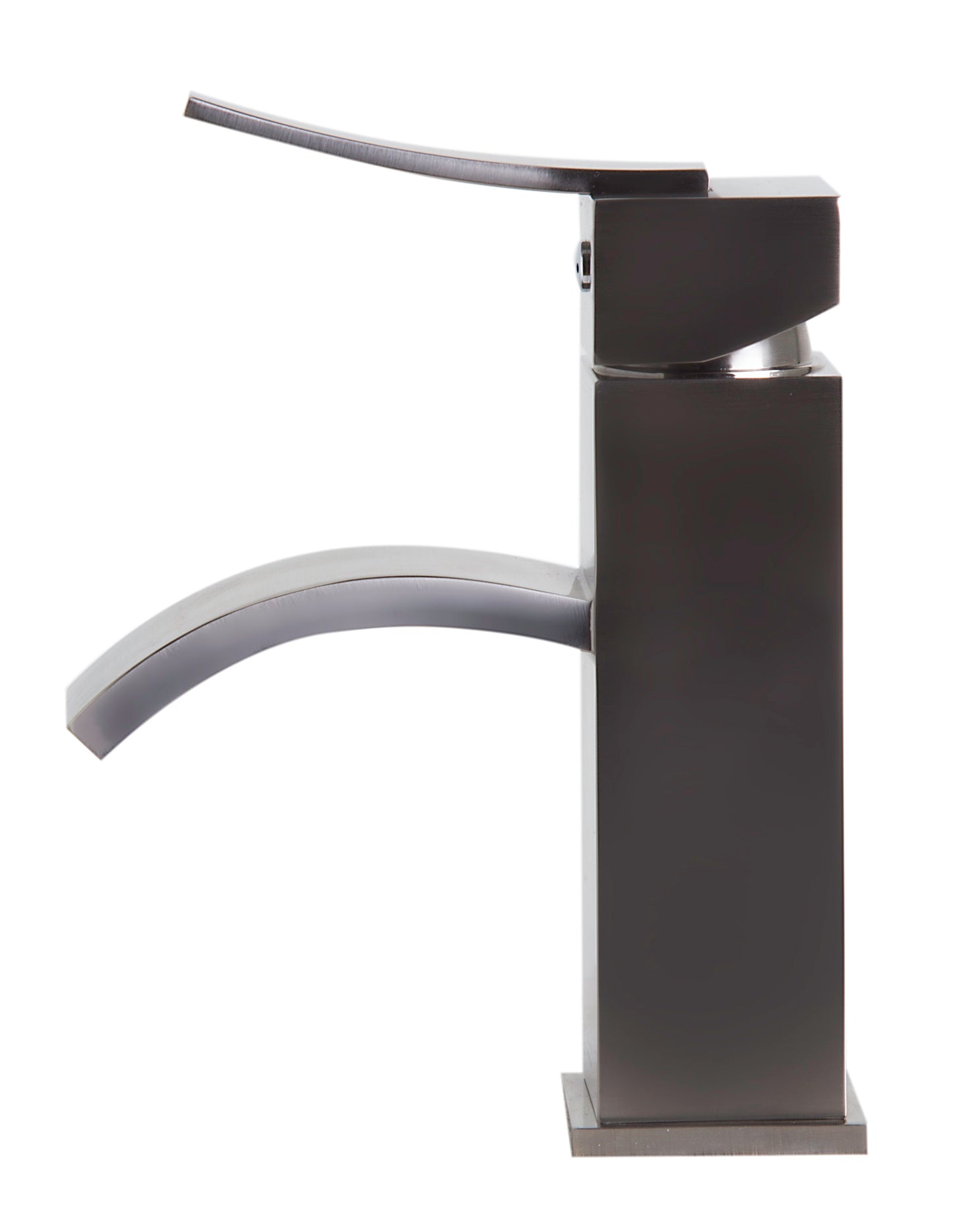 Brushed Nickel Square Body Curved Spout Single Lever Bathroom Faucet, Brushed Nickel, AB1258-BN