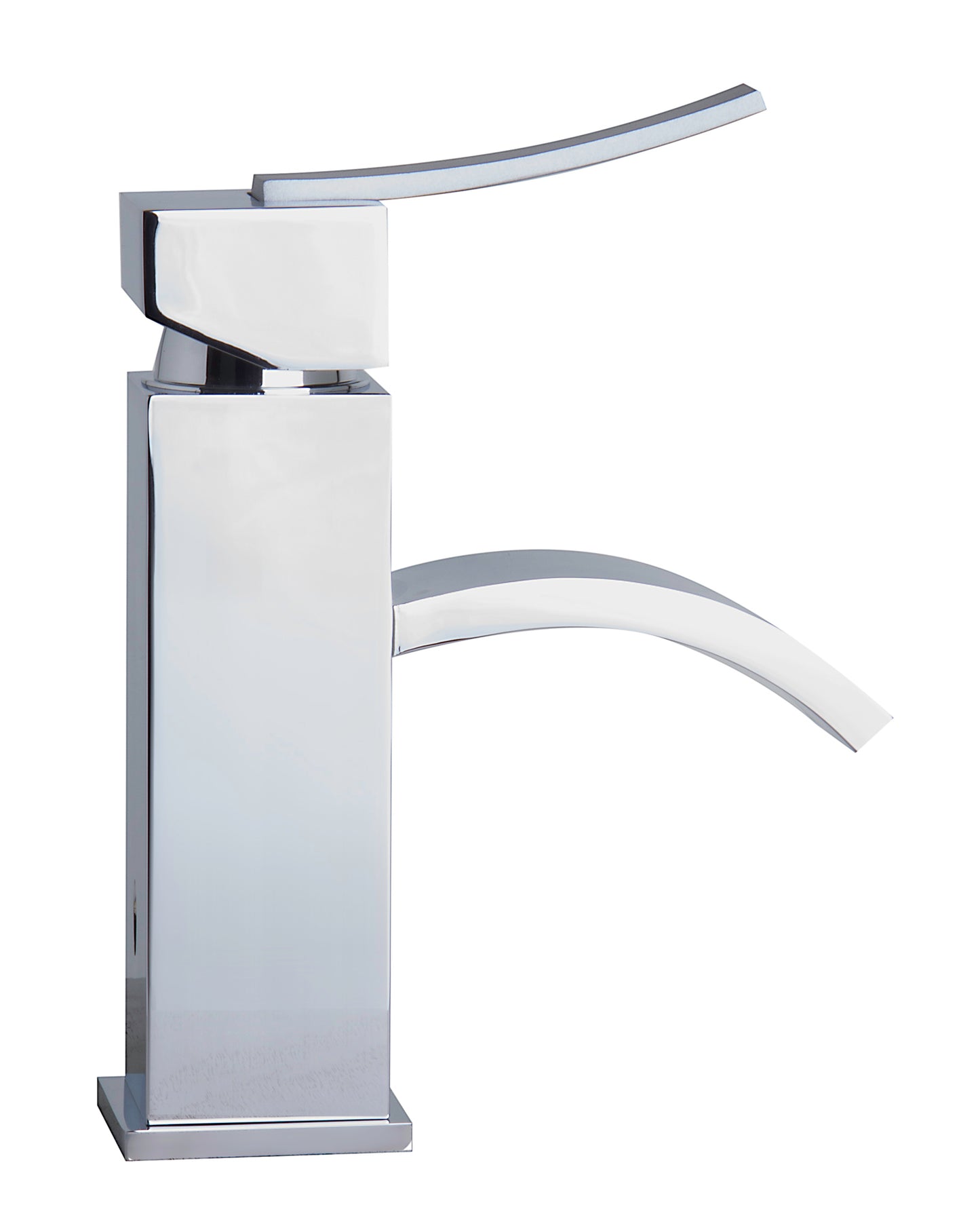 Polished Chrome Square Body Curved Spout Single Lever Bathroom Faucet, Polished Chrome, AB1258-PC