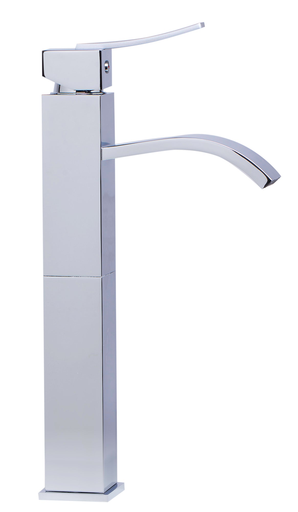 Tall Polished Chrome Tall Square Body Curved Spout Single Lever Bathroom Faucet Certified by Uniform Plumbing Code (cUPC), Polished Chrome, AB1158-PC