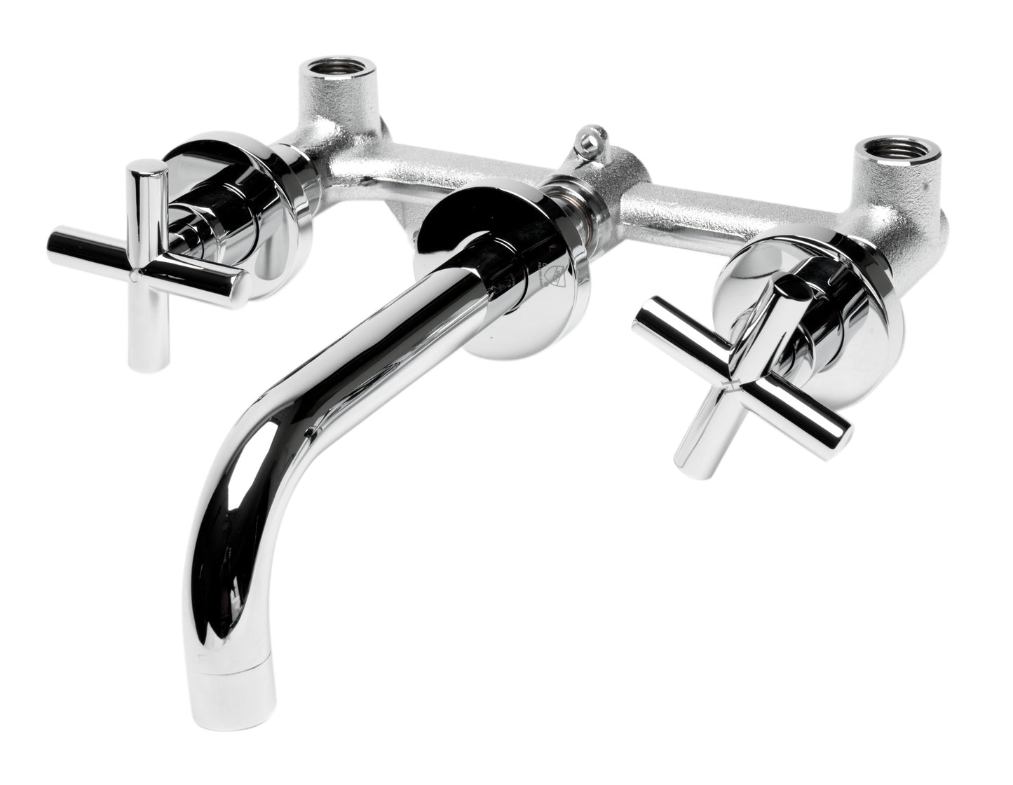 Polished Chrome 8" Widespread Wall-Mounted Cross Handle Faucet, Polished Chrome, AB1035-PC