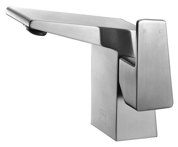 Brushed Nickel Modern Single Hole Bathroom Faucet, Brushed Nickel, AB1470-BN