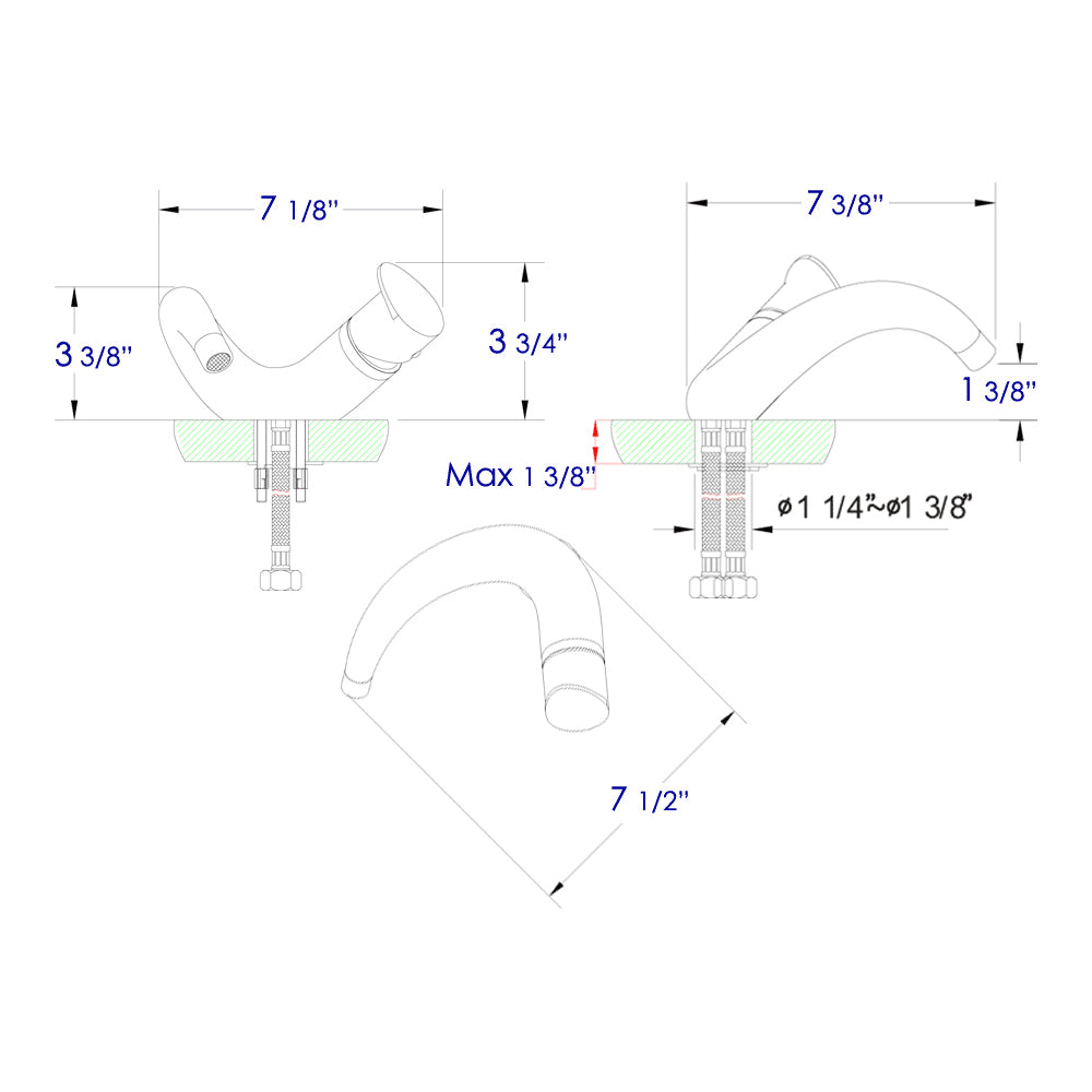 Wave Brushed Nickel Single Lever Bathroom Faucet, Brushed Nickel, AB1572-BN