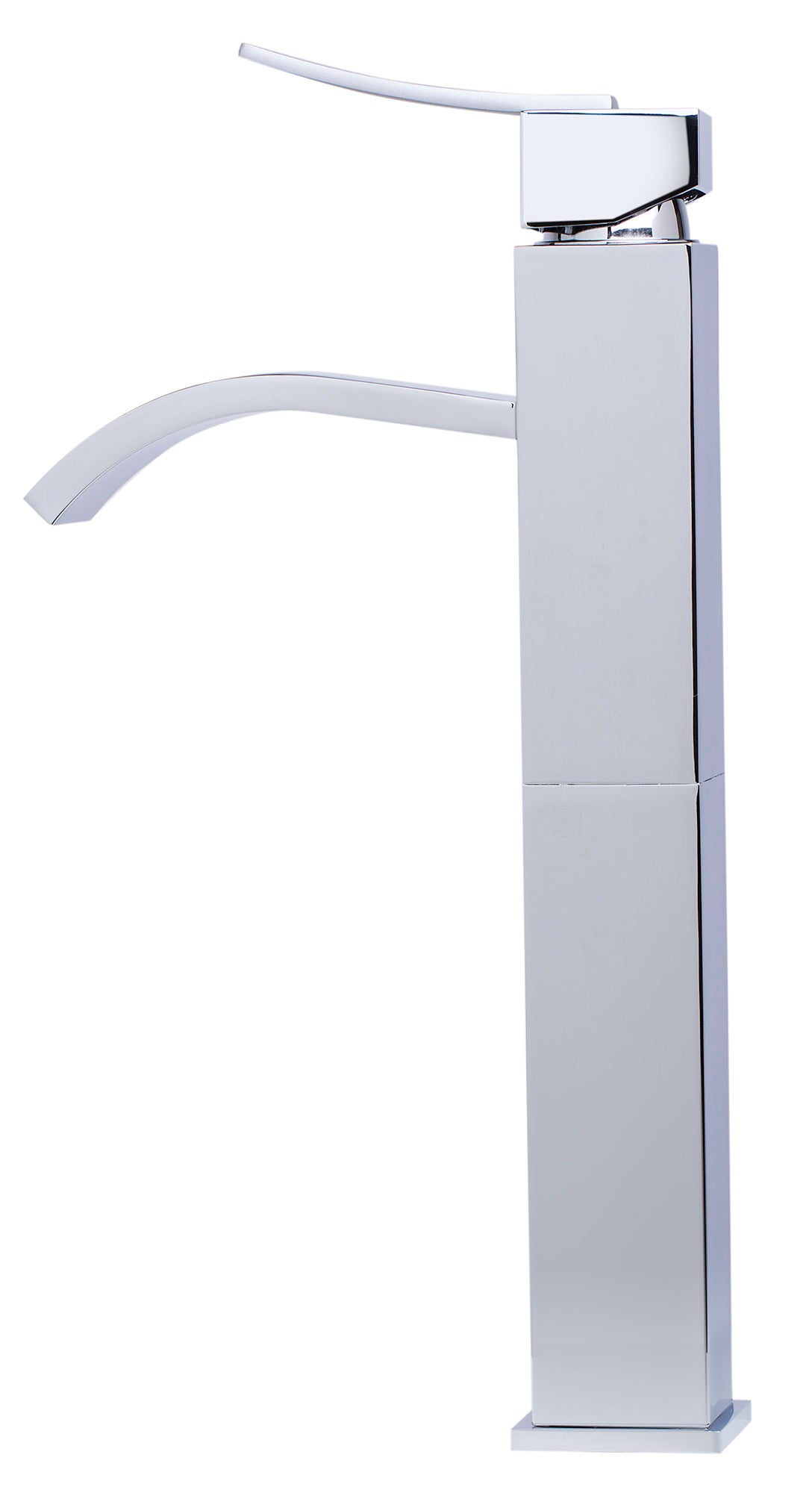 Tall Polished Chrome Tall Square Body Curved Spout Single Lever Bathroom Faucet Certified by Uniform Plumbing Code (cUPC), Polished Chrome, AB1158-PC