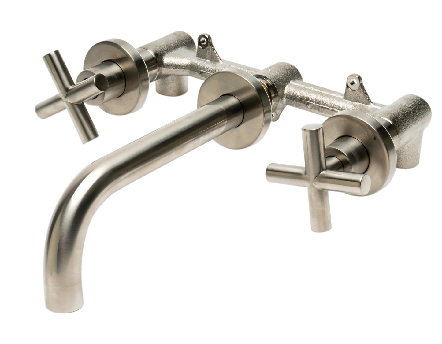 Brushed Nickel 8" Widespread Wall-Mounted Cross Handle Faucet, Brushed Nickel, AB1035-BN