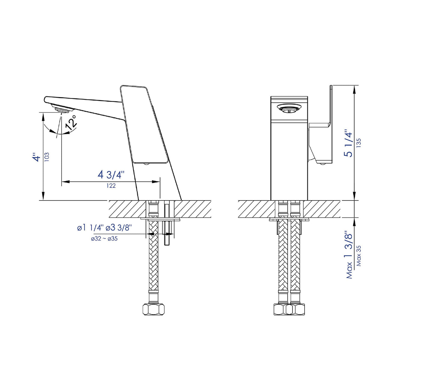 Polished Chrome Modern Single Hole Bathroom Faucet, Polished Chrome, AB1470-PC