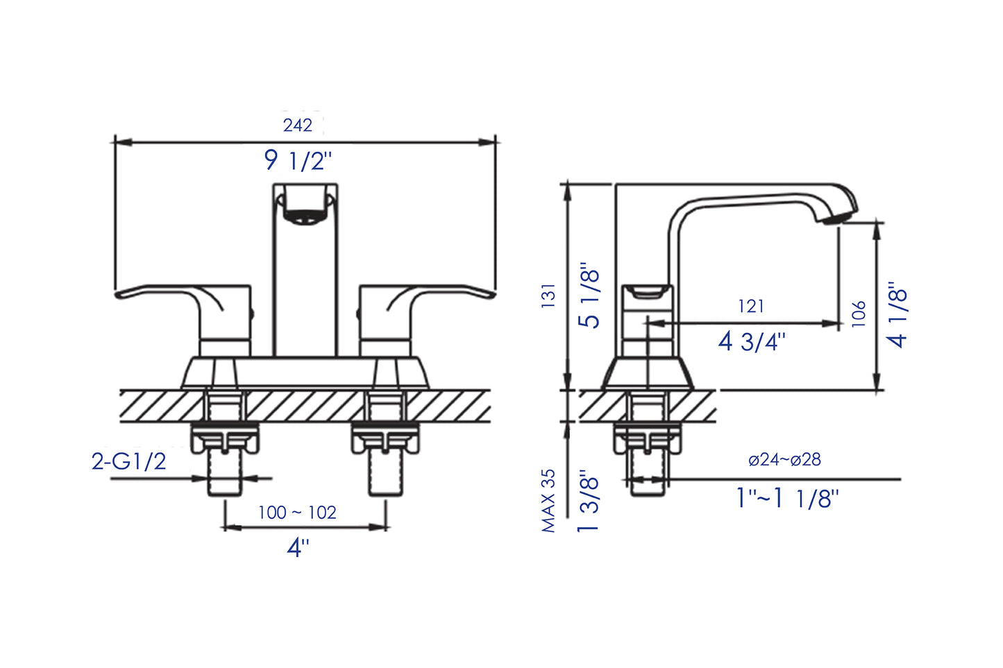 Brushed Nickel Two-Handle 4'' Centerset Bathroom Faucet, Brushed Nickel, AB1493-BN