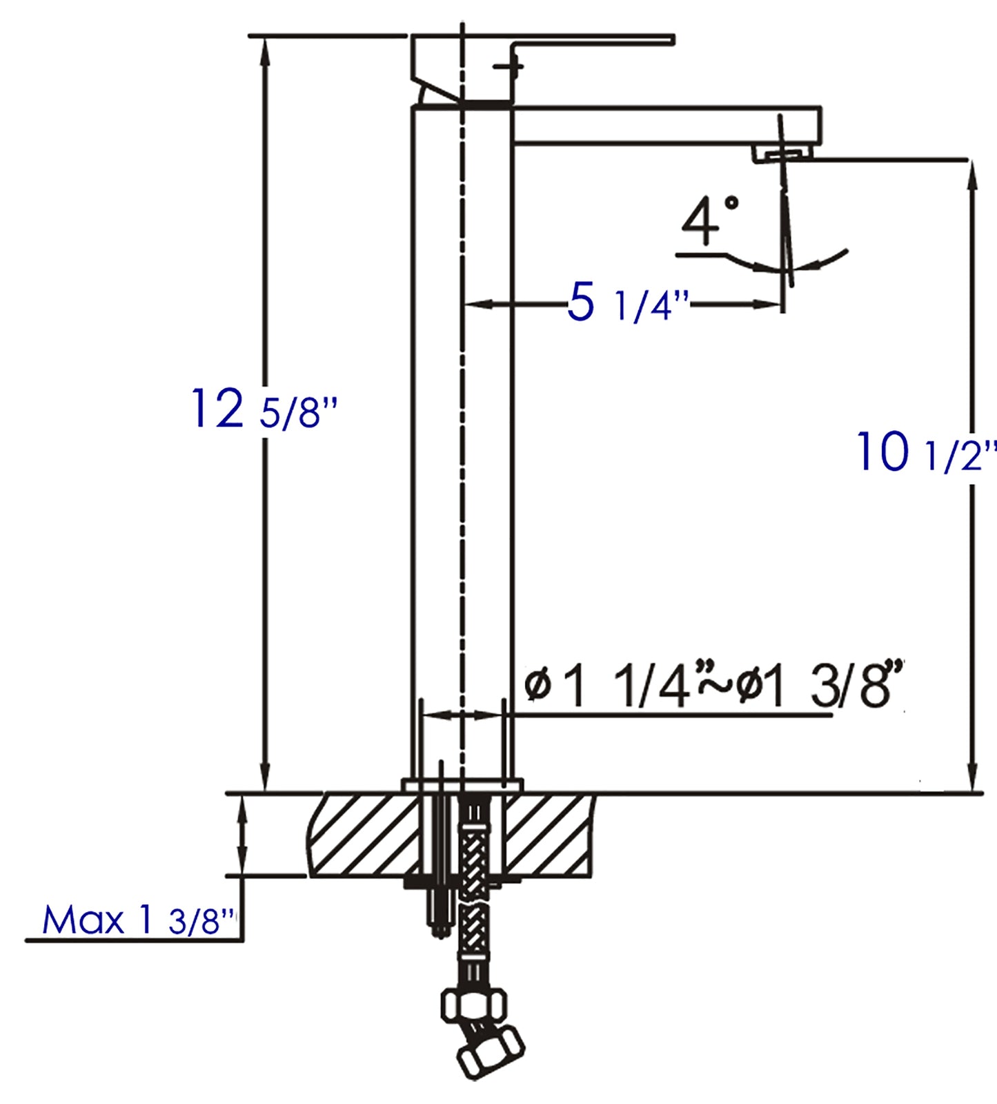 Brushed Nickel Tall Square Single Lever Bathroom Faucet, Brushed Nickel, AB1129-BN