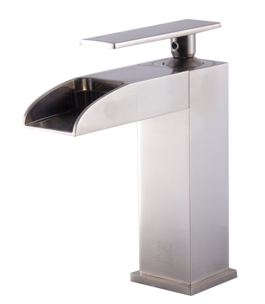 Brushed Nickel Single Hole Waterfall Bathroom Faucet, Brushed Nickel, AB1598-BN