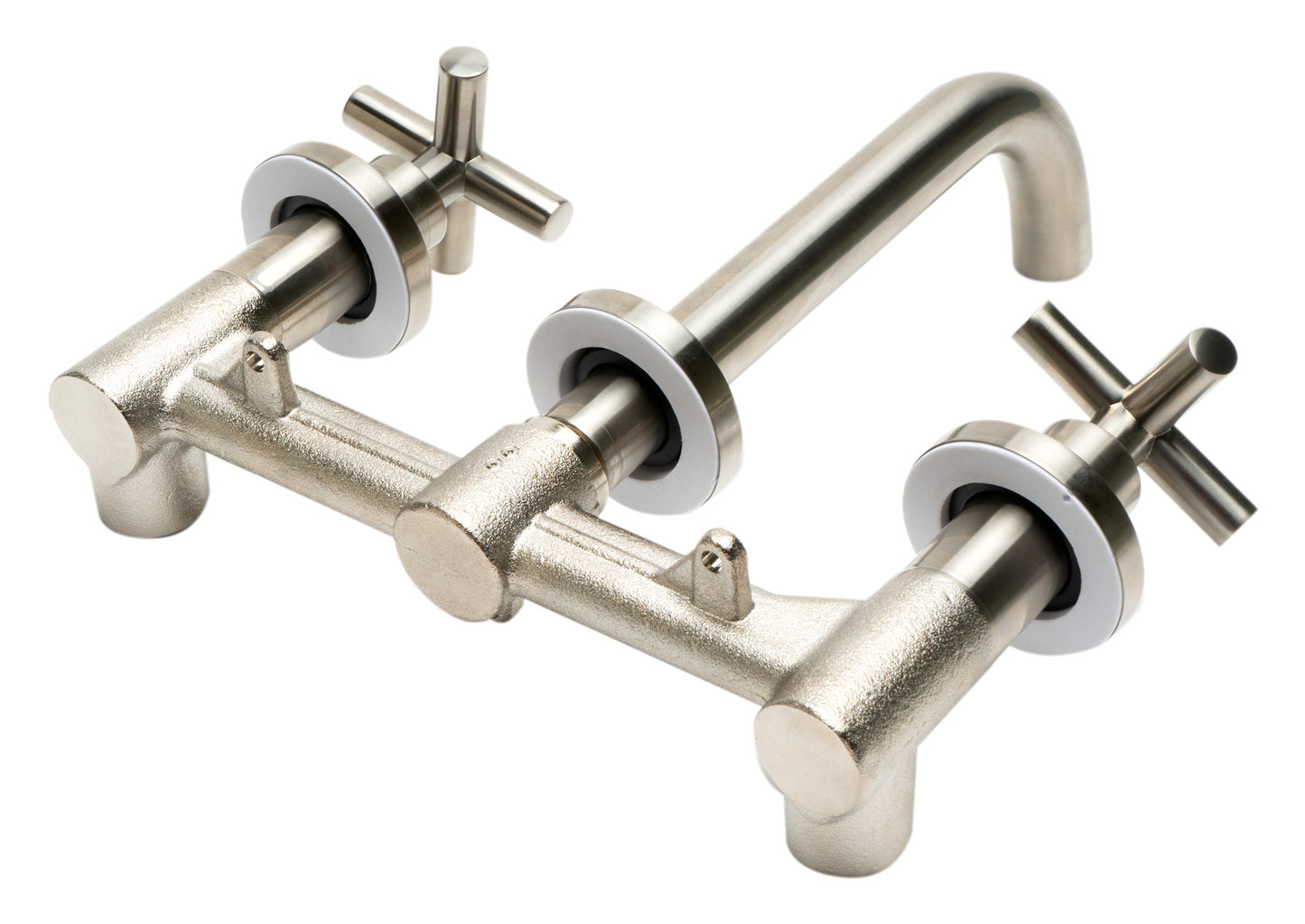 Brushed Nickel 8" Widespread Wall-Mounted Cross Handle Faucet, Brushed Nickel, AB1035-BN