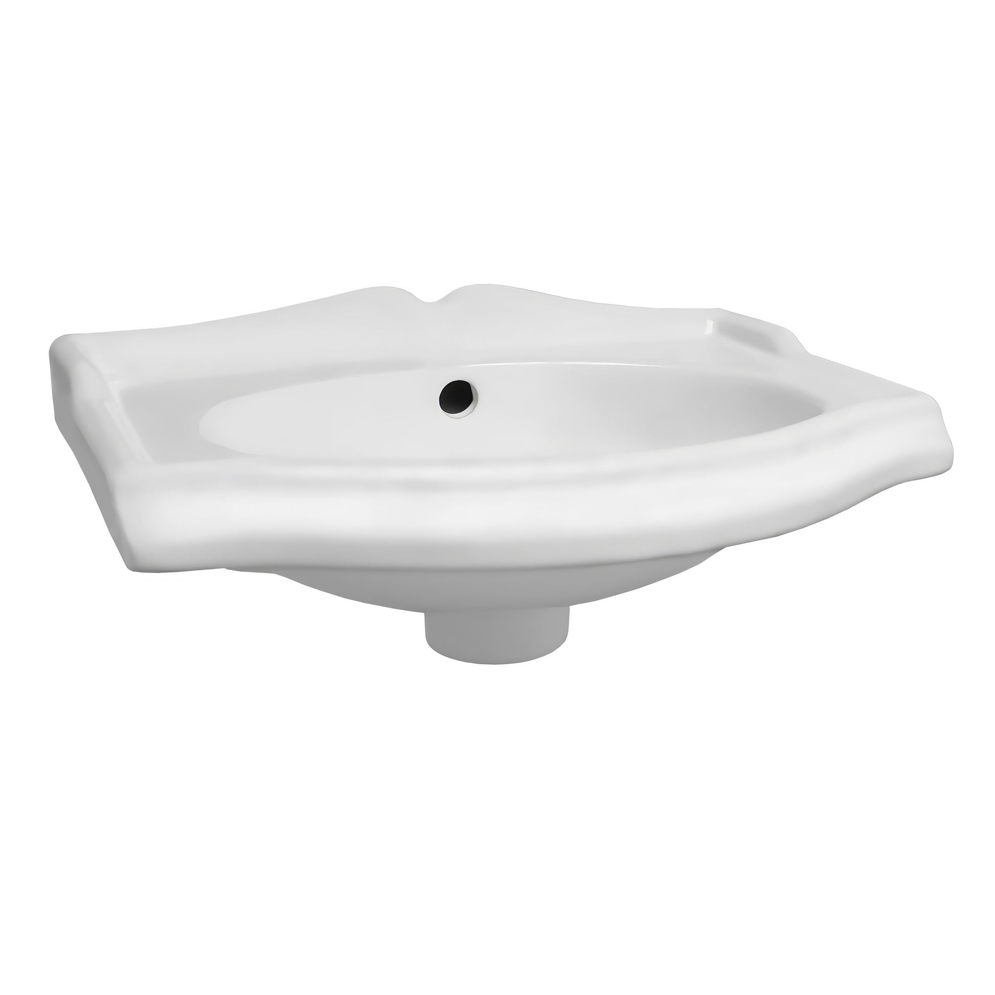 Small Rectangular Basin with Integrated Oval Bowl, Backsplash, Trim, Overflow and No Hole Faucet Drilling 