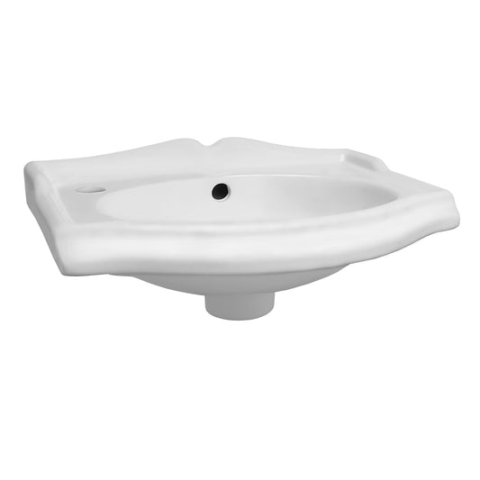 Small Rectangular Basin with Integrated Oval Bowl, Backsplash, Trim, Overflow and Left Hole Faucet Drilling 